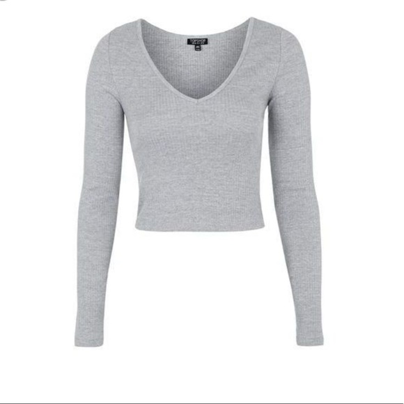 TOPSHOP ribbed V-Neck crop top - Picture 2 of 5